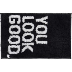 Badmat/badkamerkleed You Look Good zwart 80 x 50 cm rechthoekig - Badmatjes