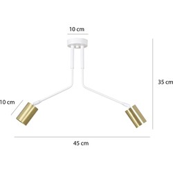Mikkeli wit en goud 2x GU10 richtbare hanglamp