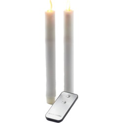 Op afstand bedienbare LED kaarsen/dinerkaarsen wit 23 cm 2 stuks - LED kaarsen