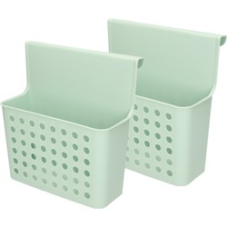 2x stuks badkamer/keuken hang opbergmandjes/organizers mintgroen 26 x 24 cm - Opbergmanden