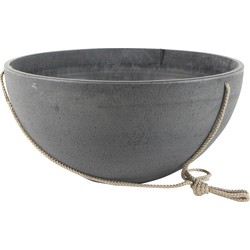 Hangende bloempot/plantenpot schaal van gerecycled kunststof donkergrijs D35 en H17 cm - Plantenpotten