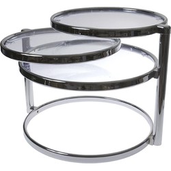 Tafel Swivel Double - Glas met Staal, Chroom - 48x58x50cm