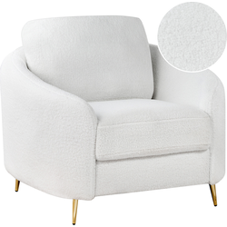 Beliani TROSA - Fauteuil-Wit-Bouclé