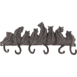 Clayre & Eef Wandkapstok 6 haken Katten 36x5x16 cm Bruin Ijzer