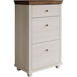 Meubella - Schoenenkast Eric - Wit eiken - 71 cm - 2 kleppen