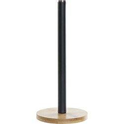 Keukenrolhouder bamboe hout zwart 15 x 34 cm - Keukenrolhouders