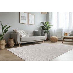 Lotus Home - Abstract Modern Vloerkleed - 100% Polyester, Laagpolig, 3D Effect - Zilver Grijs- 200x290 CM