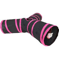 Speeltunnel nylon 'Y' model 85x25 cm zwart/roze