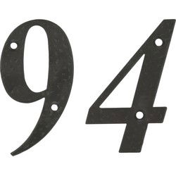 AMIG Huisnummer 94 - massief gesmeed staal - 10cm - incl. bijpassende schroeven - zwart - Huisnummers