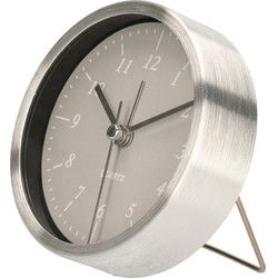 Gerimport Wekker/alarmklok analoog - zilver - aluminium - 9x2 cm - Wekkers