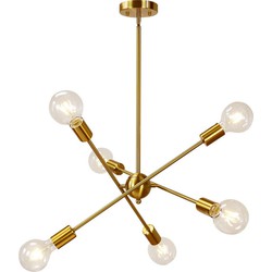 Groenovatie Gouden / Messing Design Hanglamp, 6-Lichts, E27 Fitting, 60x105cm