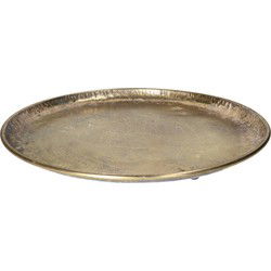 HBX Natural Living Kaarsenbord/decoratie dienblad - goud - metaal - D47 x H4 cm - tafeldecoratie schaal - Kaarsenplateaus