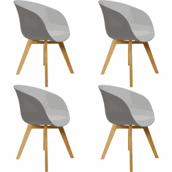Set van 4 Eetkamerstoelen Herning Scandinavisch Grijs – Kunststof en Beukenhout