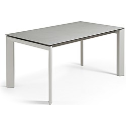 Kave Home - Axis uitschuifbare tafel van porselein met grijs stalen poten 140 (200) cm