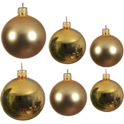 Glazen kerstballen pakket goud glans/mat 26x stuks diverse maten - Kerstbal