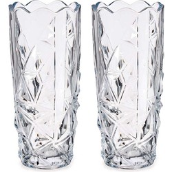Giftdecor Vaas - 2x - diamant relief - glas - 19 cm - Vazen