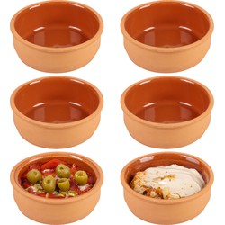 Urban Living Tapas/sauzen/hapjes serveer schaaltjes set - 6x stuks - terracotta - 12 x 4 cm - Snack en tapasschalen