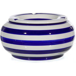 Stormasbak - 1x - blauw/wit - rond - terras asbak - 23 cm - keramiek - Asbakken