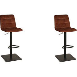 LABEL51 Barkruk Juul - Rust - Velours - 56x45x88 cm - set van 2