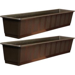 Set van 3x stuks plantenbakken bruin rechthoekig 80 x 17,5 x 14,5 cm - Plantenbakken