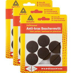 Deltafix Anti-krasvilt - 18x - bruin - 33 mm - rond - zelfklevend - meubel beschermvilt - Meubelviltjes