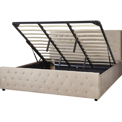 Beliani AMIENS - Tweepersoonsbed-Beige-Fluweel