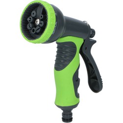 Kinzo Tuinslang water geven sproeikop - zwart/groen - 8 functies - kunststof - Broeskoppen