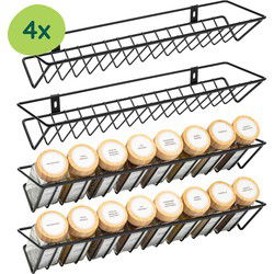 XIVADA Kruidenrek ophangbaar - Muur - Metaal - Zwart - Set van 4