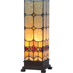 LumiLamp Tiffany Tafellamp  12x12x35 cm  Geel Glas Rechthoek Tiffany Bureaulamp