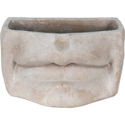 Clayre & Eef Bloempot Mond 26x16x16 cm Grijs Steen Bloempot binnen