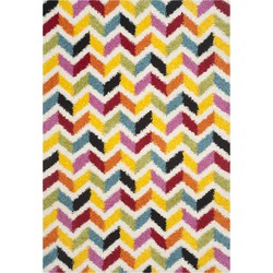 Safavieh Shaggy Indoor Woven Area Rug, Kids Shag Collection, SGK565, in Ivory & Multi, 160 X 229 cm