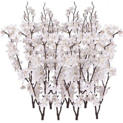 8x Stuks witte appelbloesem kunstbloem/tak met 57 bloemetjes 84 cm - Kunstbloemen