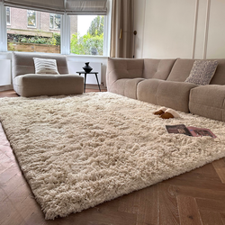 Hoogpolig Vloerkleed Pilo Ivoor Wit Polyester Interieur05 - 160 x 230 cm - (M)