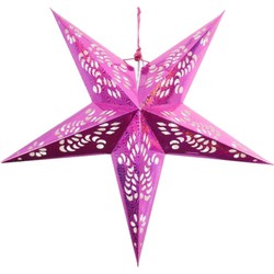 Decoratie kerstster lampion roze 60 cm - Kerststerren