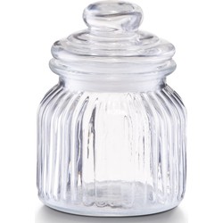 Zeller Voorraadpot - glas - 600ml - relief - 11x14,5 cm - rond - bewaarpot - Voorraadpot