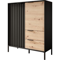 Meubella Dressoir Ramirez - Zwart - Eiken - 103 cm