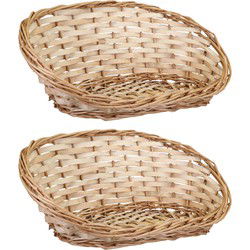 Broodmand ovaal - 2x - 39 x 16 x 14 cm - mandje rotan/riet - broodmand