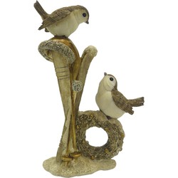 Clayre & Eef Beeld Vogels 18 cm Goudkleurig Kunststof Woonaccessoires Decoratieve Accessoires Woonaccessoires