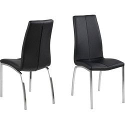 Eetkamerstoel - Zwart/Zilver - PU Leer - 57x44x95cm - Askra - Set van 2
