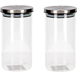 2x transparante bewaarbussen met deksel van glas 900 ml - Voorraadpot