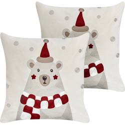 JELLIES - Sierkussen set van 2 - Gebroken wit - 45 x 45 cm - Fluweel