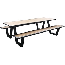 DKS Picnic tafel Bam aluminium zwart + teak 240*166*71