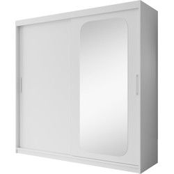 Meubella - Kledingkast Pete - Wit - 200 cm - Met spiegel