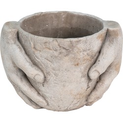 Clayre & Eef Bloempot  21x16x15 cm Grijs Steen Handen Bloempot binnen