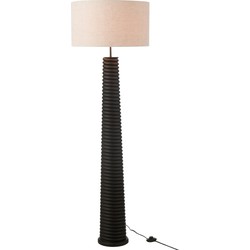 J-line - Vloerlamp Schroefdraad Ailanthus Hout Zwart/grijs - 48x48x160cm