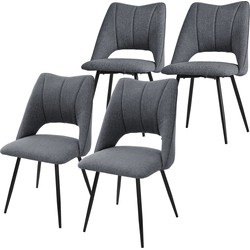 Eetkamerstoel set van 4 grijs gestoffeerd incl. montagemateriaal Gestoffeerde stoel Keukenstoel ML design