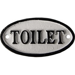 Clayre & Eef WC Bordje  10x5 cm Wit Ijzer Ovaal Toilet Toilet Bordje