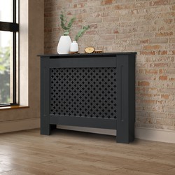 Radiatorbekleding met honingraatmotief 78x19x82 cm grijs vervaardigd van MDF