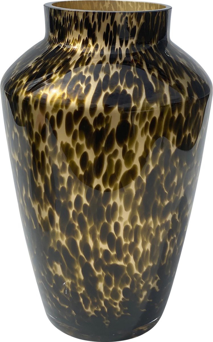 Cheetah Vaas - Panter Vaas - Goud - Glazen Vaas - 35cm x Ø22,5cm - 