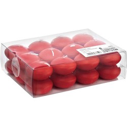 24x Drijvende kaarsen rood 4,5 cm 4 branduren - Drijfkaarsen